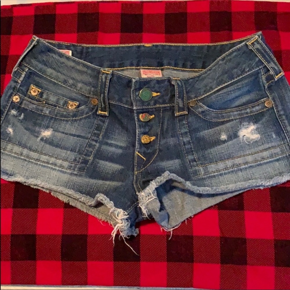 True Religion super skull patch vintage shorts